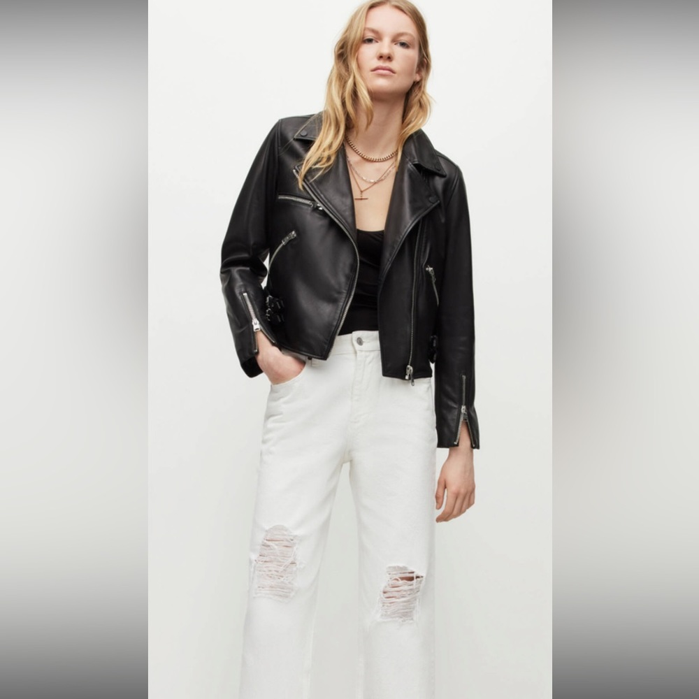 All Saints Black Leather Biker Jacket - Picture 9 of 9